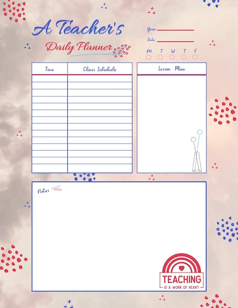 Photo teacher planner printable template digital blank page