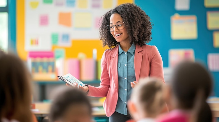 Photo teacher presenting a lesson in a classroom