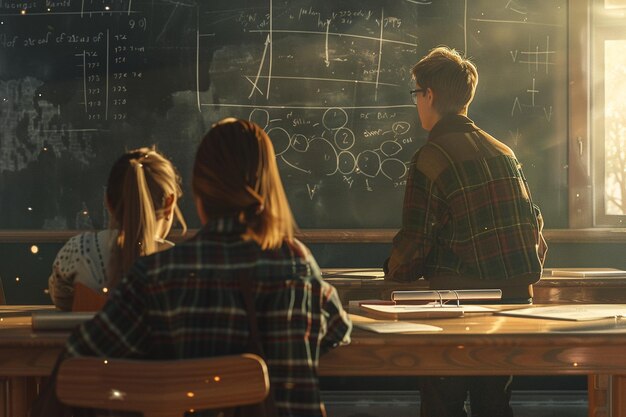 Foto insegnante e allievo a lezione di matematica