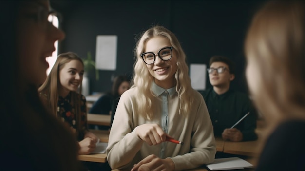 Teacher and students in the classroom