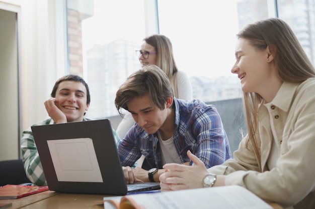 Teacher with college students in class