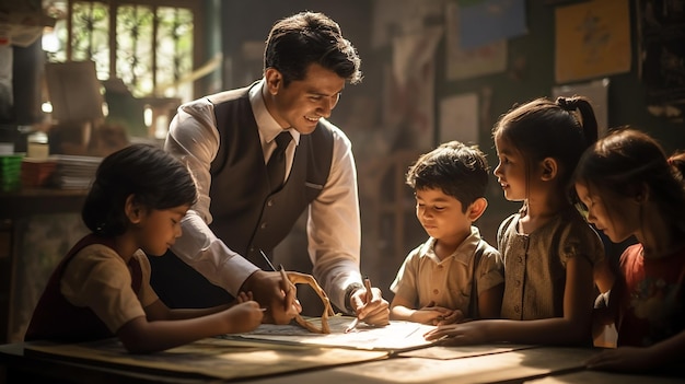 Teacher With School Children In Classroom