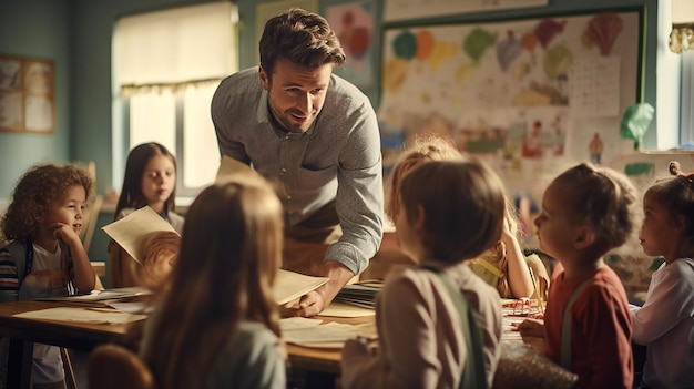 Foto insegnante con i bambini in classe