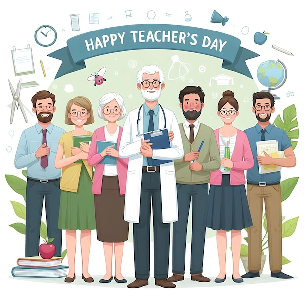 Teacher with students concept illustration