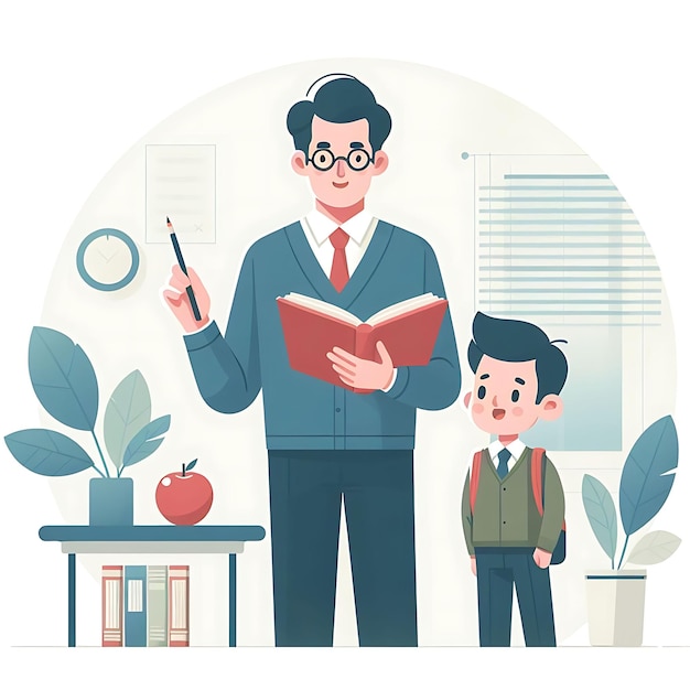 사진 teacher with students concept illustration