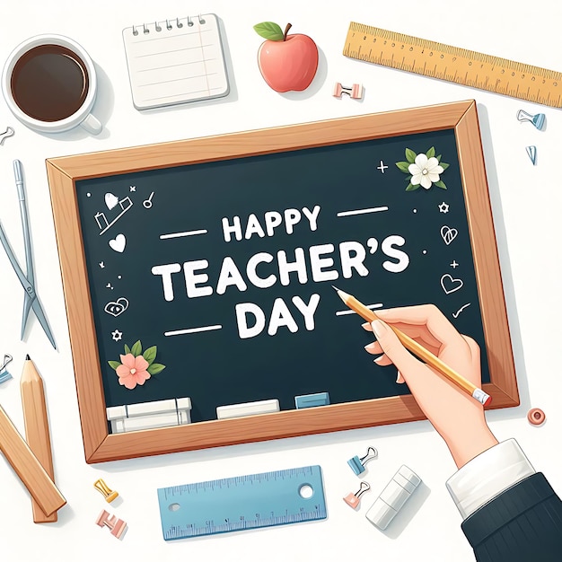 Teachers Day background design with blackboard with the words HAPPY Teachers DAY