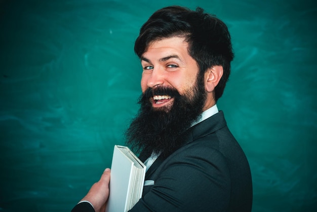 Teachers day Professor in class on blackboard background Chalkboard copy space