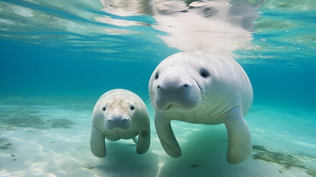 Teaching baby dugong to swim