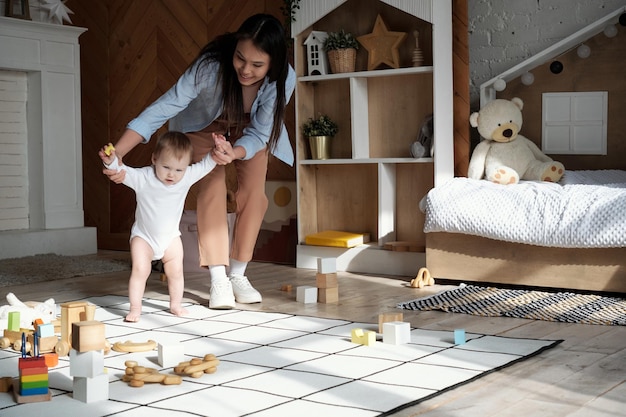 Teaching baby girl to walk