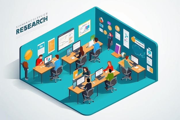 Teaching and research college infographic Tutorial online courses seminar class at desk of knowledge