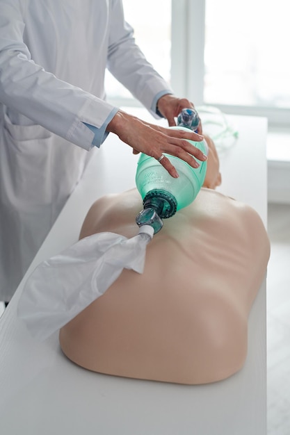 Teaching resuscitation on plastic dummy