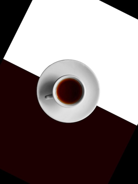 Teacup on brown and white background