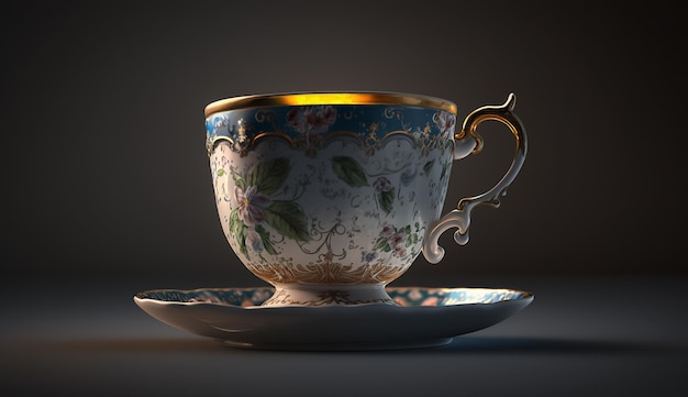 Teacup fancy bone china glowing wallpaper ai generated art