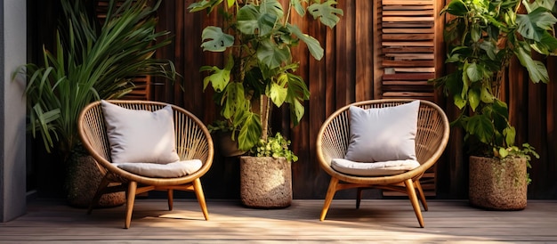 Teak and rattan chairs designed for modern industrial homes and cafes