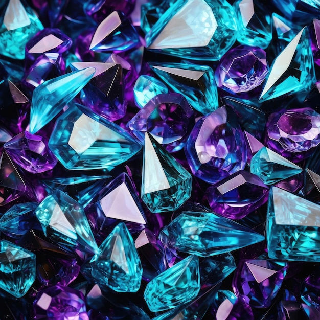 Photo teal and amethyst diamonds in a symphony of elegance