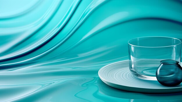 Teal blue background or a wallpaper with ripple effects aquatic theme tranquil Transparent glass