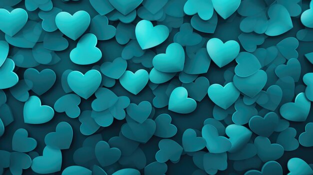 Teal Color Hearts as a background