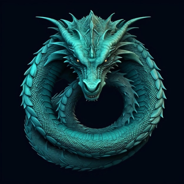 Teal dragon shaped like the infinity symbol