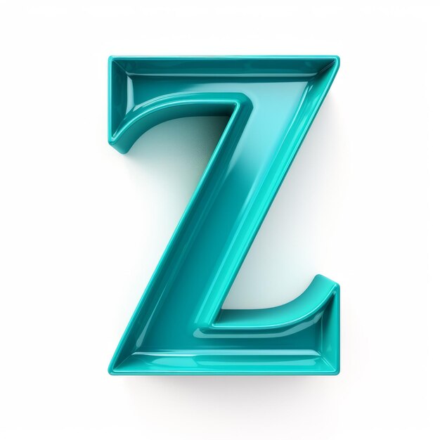 Teal Glazed Earthenware 3d Cartoon Letter Z op witte achtergrond