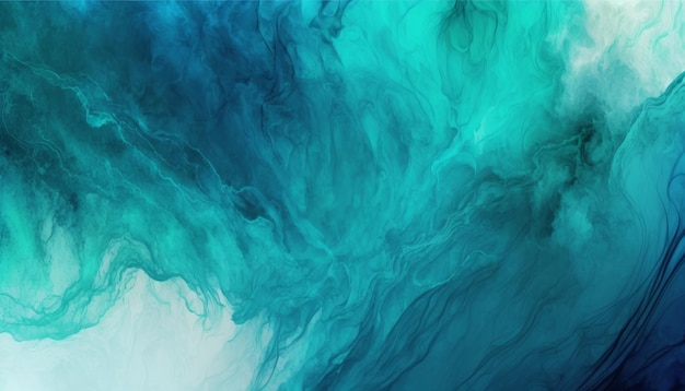 Teal and green abstract watercolor paint background with fluid texture for banners