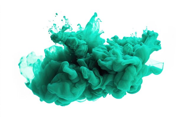 Teal Green Splash Isolated On White Background