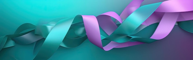 teal ribbons on a purple background