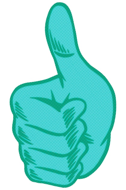 Teal thumbs up sticker design element