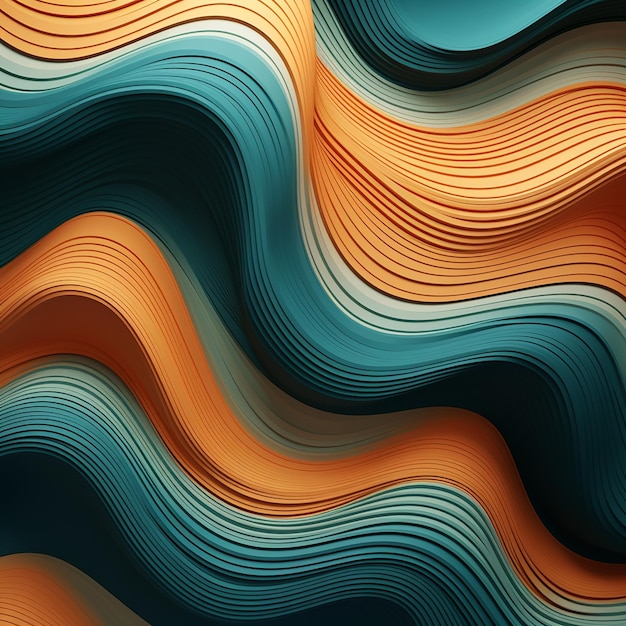 Teal Waves アブストラクト 3D バックグラウンドテクスチャ 美学的エレガンス