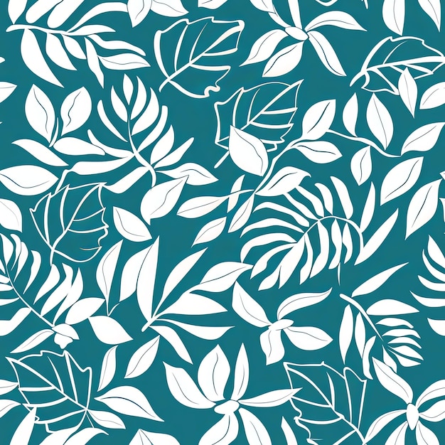 Photo teal and white hawaiian floral pattern vector illustration