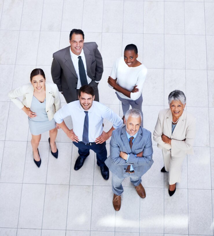 Photo team of achievers high angle portrait of a group of confident businesspeople standing indoors
