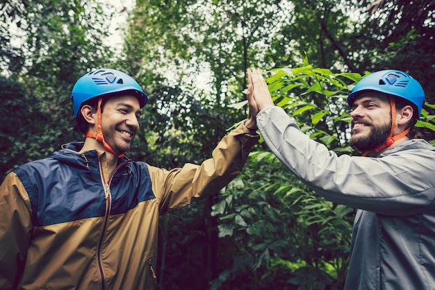 Team building outdoor in the forest