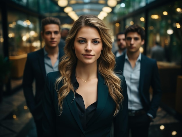 team of businessmen in the office in formal suits Generative AI