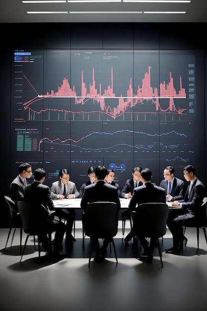 A team of businesspeople in sharp suits and ties gathered around a large tableAigenerated