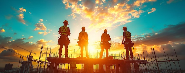 A Team Of Construction Workers Building Wallpaper