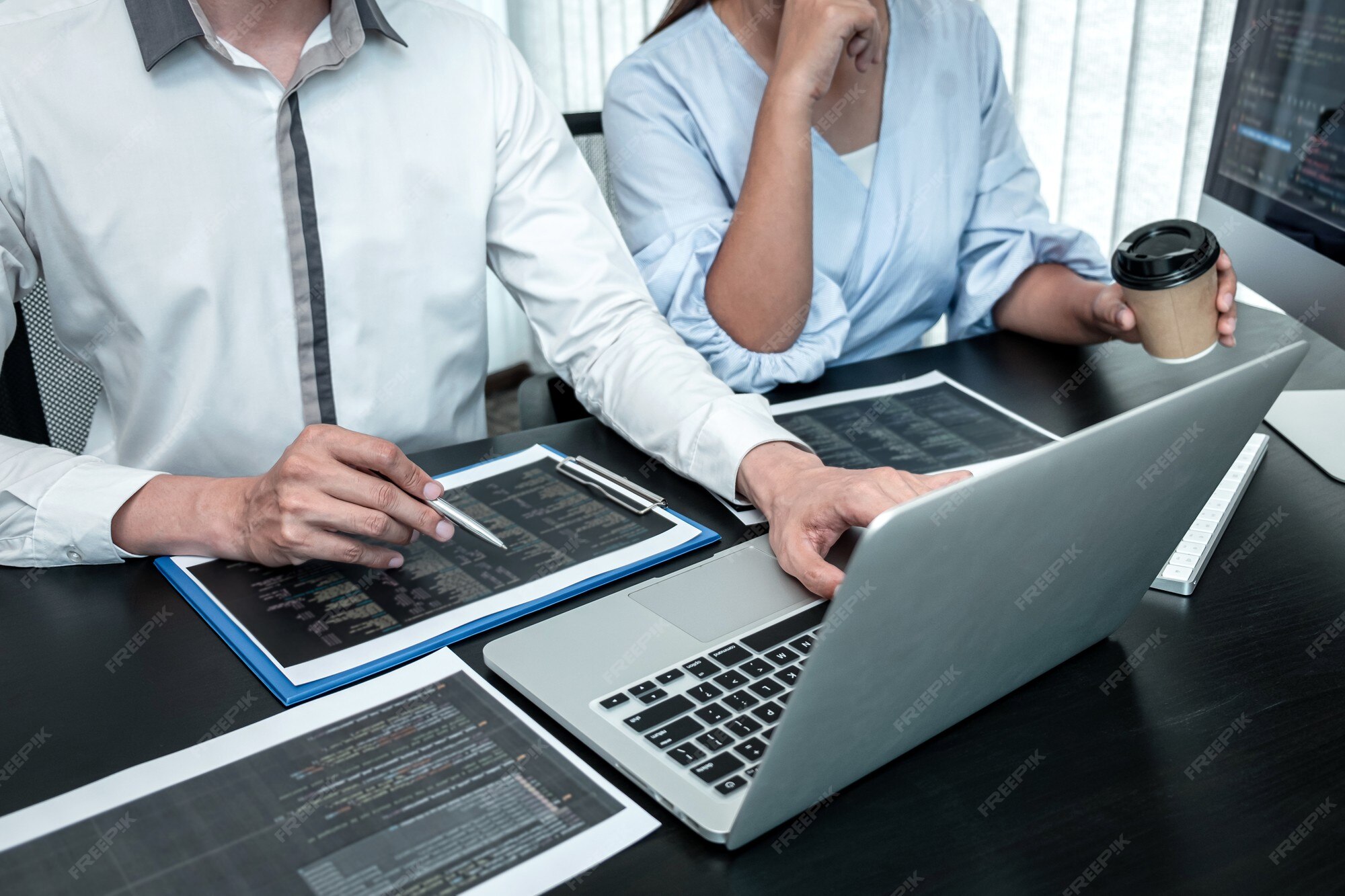 Premium Photo | Team of developer programmer working on coding program ...