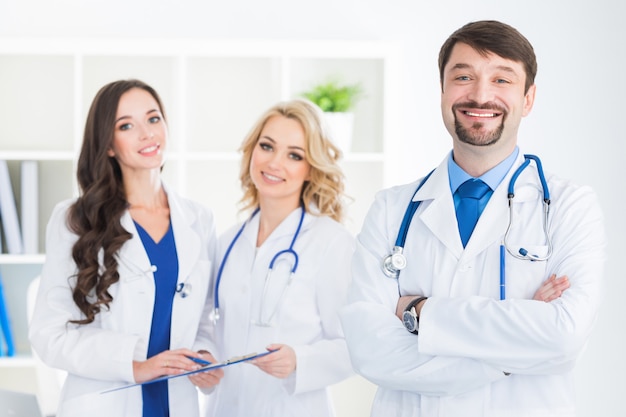 Team of doctors in a clinical office