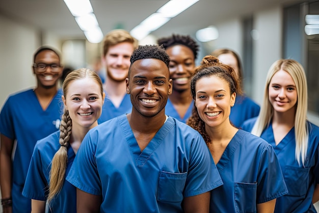 Photo team of doctors in the hospital corridor