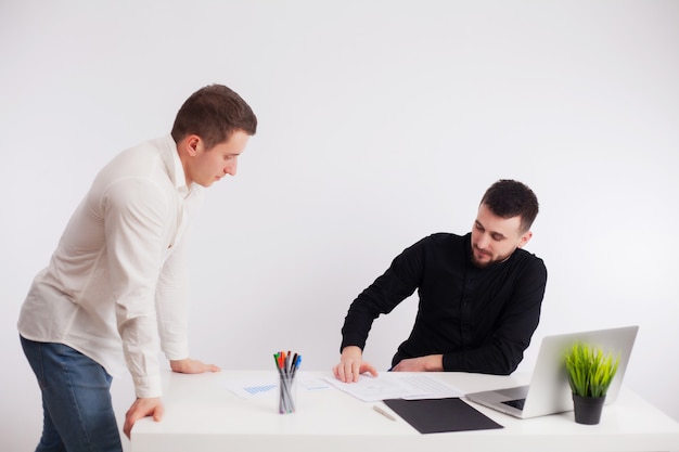 Team of employees working together on a joint project