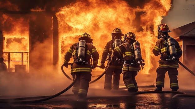 A team of firefighters in action