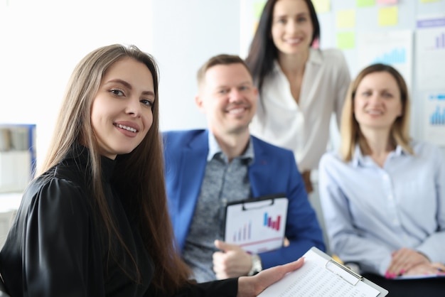 Team of happy business people in workplace