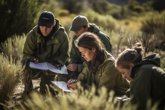 A team of historians conducting research in a library