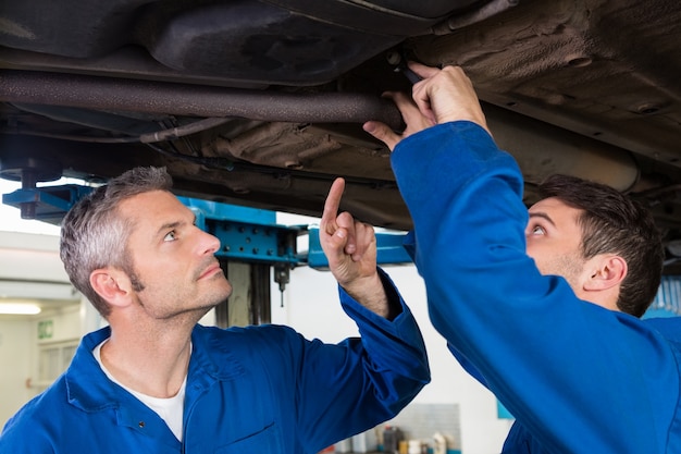 Team of mechanics working together