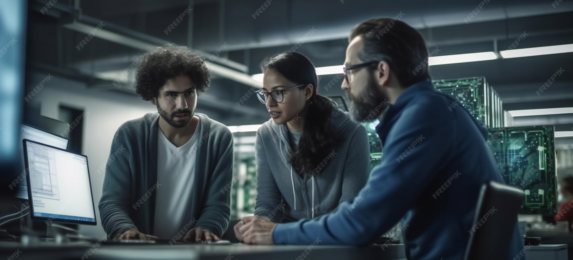 Team of multiethnic Indian software engineers having a meeting around