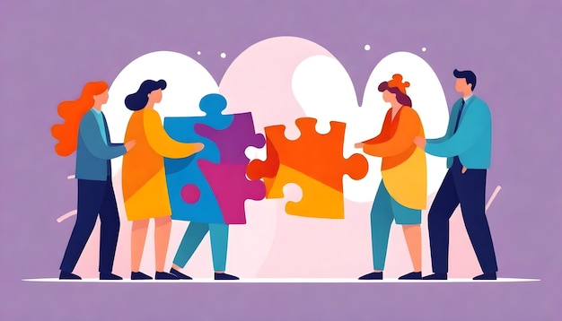 Team Puzzle Connection Symbol of Cooperation amp Partnership Vector Illustration