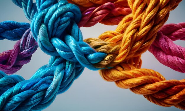 Team rope diverse strength connect partnership together teamwork unity communicate support