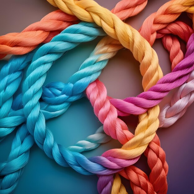 Photo team rope diverse strength connect partnership together teamwork unity communicate support