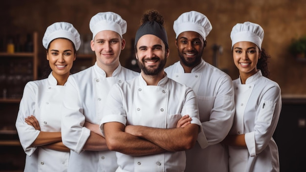 Team of smiling chefs