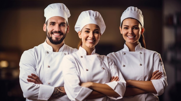 Team of smiling chefs