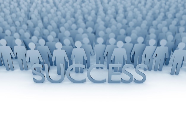 Team success Large group of stick figure people 3D Rendering