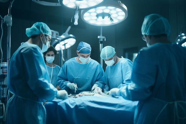 Team of Surgeons Operating in the Hospital Generative AI